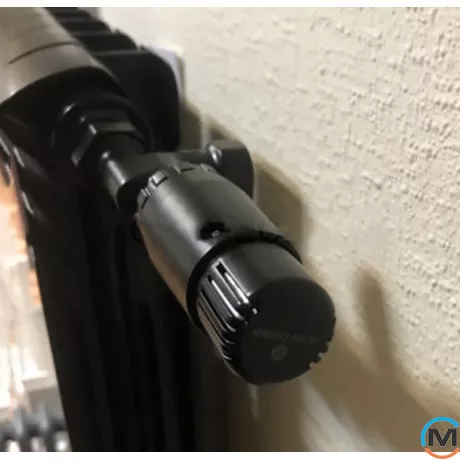 Комплект термостатический Schlosser GZ1/2 x GW1/2 аксиальный с головкой Mini M30x1,5 RAL9005 черный мат, фото , изображение 2