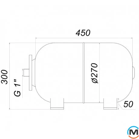 Гидроаккумулятор Zilmet UTRA-PRO 22-24л горизонтальный 3/4" 10бар, Диаметр резьбы: 3/4", Объем (л): 24, Исполнение: Горизонтальный, Макс.Давление(бар): 10, фото , изображение 4