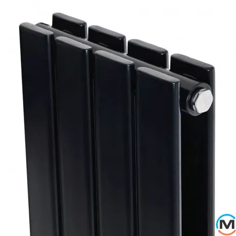Дизайнерський вертикальний радіатор опалення ARTTIDESIGN Livorno II 4/1600/272/50 чорний матовий, фото , зображення 3