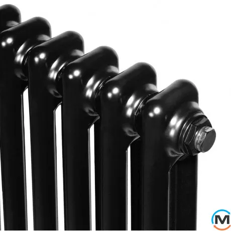 Вертикальний радіатор опалення ARTTIDESIGN Bari II 10/1800/470/50 чорний матовий, Підключення радіатора: Нижнє, Виконання: Вертикальний, Колір: Чорний, Висота (мм): 1800, Ширина (мм): 470, Кількість рядів: 2, фото , зображення 3