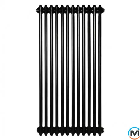 Вертикальный дизайнерский радиатор отопления ARTTIDESIGN Bari II 12/1200/560/50 черный матовый, Подключение радиатора: Нижнее, Исполнение: Вертикальный, Цвет: Черный, Высота (мм): 1200, Ширина (мм): 560, Количество рядов: 2, фото , изображение 2