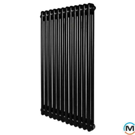 Вертикальный дизайнерский радиатор отопления ARTTIDESIGN Bari II 12/1200/560/50 черный матовый, Подключение радиатора: Нижнее, Исполнение: Вертикальный, Цвет: Черный, Высота (мм): 1200, Ширина (мм): 560, Количество рядов: 2, фото 
