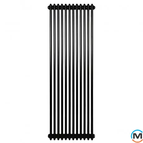 Вертикальний дизайнерський радіатор опалення ARTTIDESIGN Bari II 12/1500/560/50 чорний матовий, Підключення радіатора: Нижнє, Виконання: Вертикальний, Колір: Чорний, Висота (мм): 1500, Ширина (мм): 560, Кількість рядів: 2, фото , зображення 2