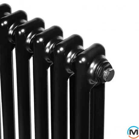 Вертикальний дизайнерський радіатор опалення ARTTIDESIGN Bari II 12/1500/560/50 чорний матовий, Підключення радіатора: Нижнє, Виконання: Вертикальний, Колір: Чорний, Висота (мм): 1500, Ширина (мм): 560, Кількість рядів: 2, фото , зображення 3