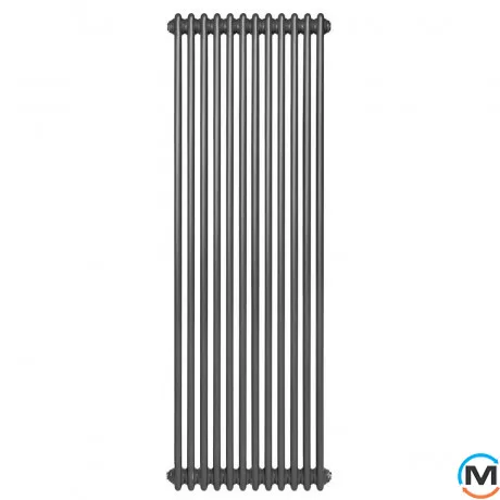 Вертикальний дизайнерський радіатор опалення ARTTIDESIGN Bari II 12/1800/560/50 сірий матовий, Підключення радіатора: Нижнє, Виконання: Вертикальний, Колір: Сірий, Висота (мм): 1800, Ширина (мм): 560, Кількість рядів: 2, фото , зображення 2