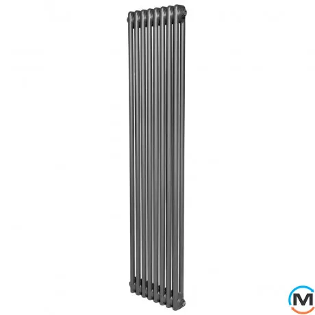 Вертикальний дизайнерський радіатор опалення ARTTIDESIGN Bari II 8/1800/380/50 сірий матовий, Підключення радіатора: Нижнє, Виконання: Вертикальний, Колір: Сірий, Висота (мм): 1800, Ширина (мм): 380, Кількість рядів: 2, фото 