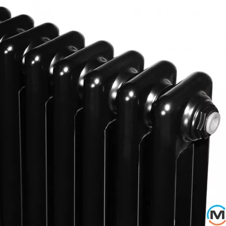 Вертикальный дизайнерский радиатор отопления ARTTIDESIGN Bari III 10/1200/470/50 черный матовый, Подключение радиатора: Нижнее, Исполнение: Вертикальный, Цвет: Черный, Высота (мм): 1200, Ширина (мм): 470, Количество рядов: 3, фото , изображение 3