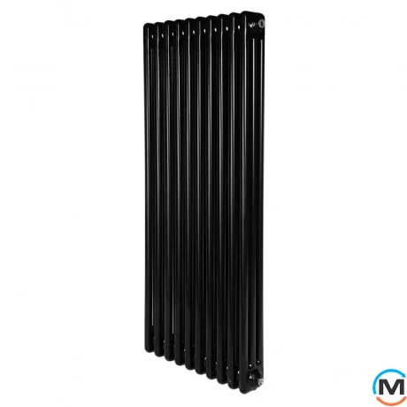 Вертикальный дизайнерский радиатор отопления ARTTIDESIGN Bari III 10/1200/470/50 черный матовый, Подключение радиатора: Нижнее, Исполнение: Вертикальный, Цвет: Черный, Высота (мм): 1200, Ширина (мм): 470, Количество рядов: 3, фото 