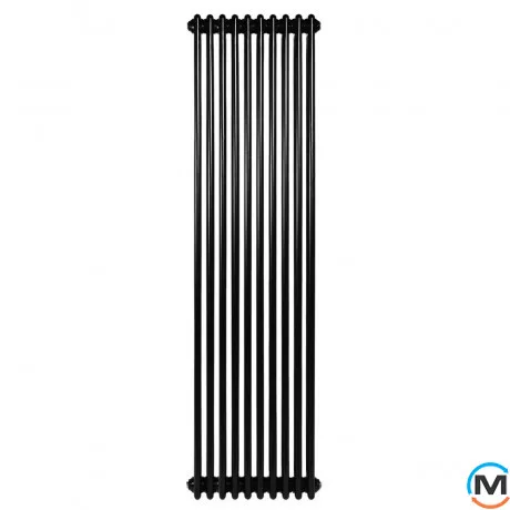 Вертикальный дизайнерский радиатор отопления ARTTIDESIGN Bari III 10/1500/470/50 черный матовый, Подключение радиатора: Нижнее, Исполнение: Вертикальный, Цвет: Черный, Высота (мм): 1500, Ширина (мм): 470, Количество рядов: 3, фото , изображение 2