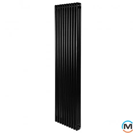 Вертикальный дизайнерский радиатор отопления ARTTIDESIGN Bari III 10/1800/470/50 черный матовый, Подключение радиатора: Нижнее, Исполнение: Вертикальный, Цвет: Черный, Высота (мм): 1800, Ширина (мм): 470, Количество рядов: 3, фото 