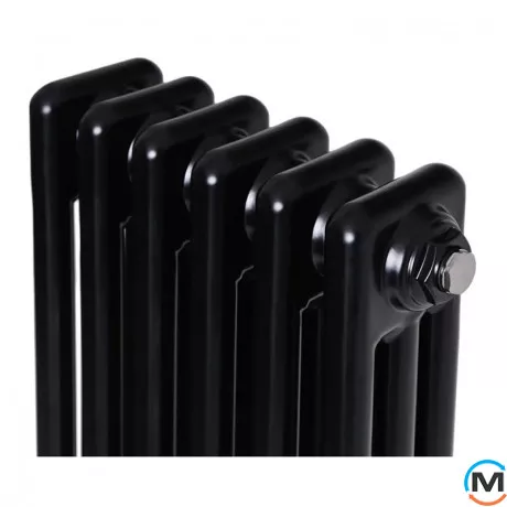 Вертикальный дизайнерский радиатор отопления ARTTIDESIGN Bari III 6/1800/290/50 черный матовый, Подключение радиатора: Нижнее, Исполнение: Вертикальный, Цвет: Черный, Высота (мм): 1800, Ширина (мм): 290, Количество рядов: 3, фото , изображение 3