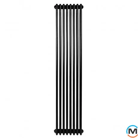 Вертикальный дизайнерский радиатор отопления ARTTIDESIGN Bari III 8/1800/380/50 черный матовый, Подключение радиатора: Нижнее, Исполнение: Вертикальный, Цвет: Черный, Высота (мм): 1800, Ширина (мм): 380, Количество рядов: 3, фото , изображение 2