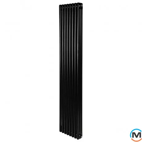 Вертикальный дизайнерский радиатор отопления ARTTIDESIGN Bari III 8/1800/380/50 черный матовый, Подключение радиатора: Нижнее, Исполнение: Вертикальный, Цвет: Черный, Высота (мм): 1800, Ширина (мм): 380, Количество рядов: 3, фото 