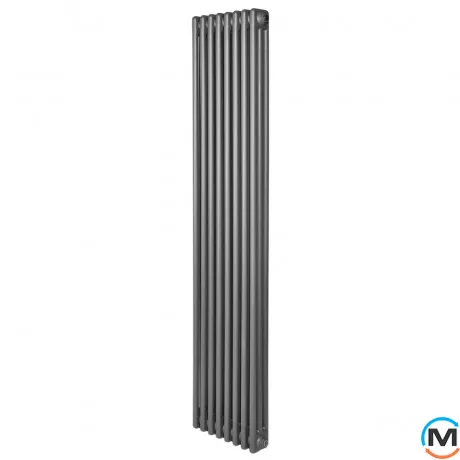 Вертикальный дизайнерский радиатор отопления ARTTIDESIGN Bari III 8/1800/380/50 матовый серий, Подключение радиатора: Нижнее, Исполнение: Вертикальный, Цвет: Серый, Высота (мм): 1800, Ширина (мм): 380, Количество рядов: 3, фото 