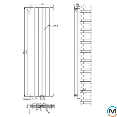 Вертикальный радиатор отопления ARTTIDESIGN Livorno II 6/1600/408/50 белый матовый, фото , изображение 4