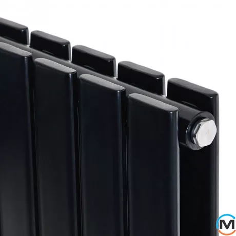 Вертикальний дизайнерський радіатор опалення ARTTIDESIGN Livorno II 9/1200/612/50 чорний матовий, фото , зображення 3