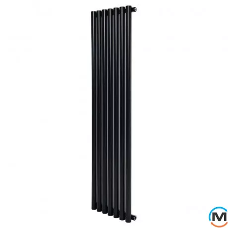 Вертикальный дизайнерский радиатор отопления ARTTIDESIGN Matera 7/1800/413/50 черный матовый, Подключение радиатора: Нижнее, Цвет: Черный, Кол-во секций: 7, фото , изображение 2