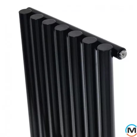 Вертикальный дизайнерский радиатор отопления ARTTIDESIGN Matera 7/1800/413/50 черный матовый, Подключение радиатора: Нижнее, Цвет: Черный, Кол-во секций: 7, фото , изображение 3