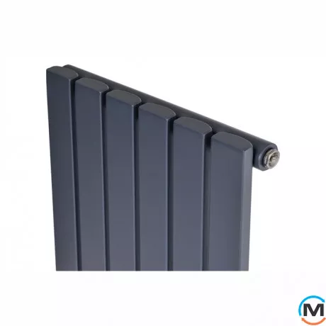 Вертикальний дизайнерський радіатор опалення ARTTIDESIGN Terni 6/1800/354/50 сірий матовий, Підключення радіатора: Нижнє, Колір: Сірий, Висота (мм): 1800, Кількість рядів: 1, Довжина (мм): 354, фото , зображення 2