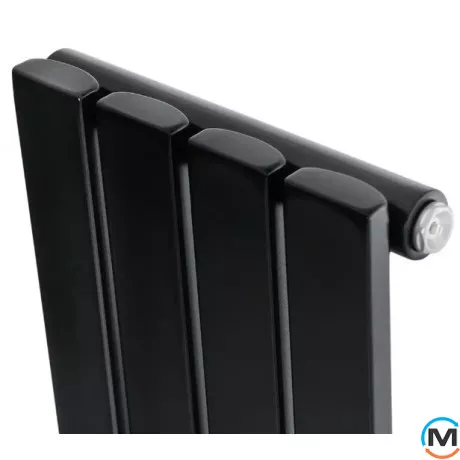 Вертикальный дизайнерский радиатор отопления ARTTIDESIGN Terni 4/1800/236/50 черный матовый, Підключення радіатора: Нижнє, Колір: Чорний, Висота (мм): 1800, Кількість рядів: 1, Довжина (мм): 236, фото , зображення 3