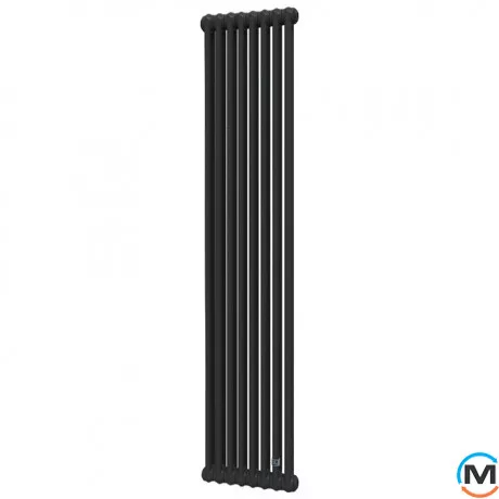 Трубчастий радіатор DeLonghi Multicolumn H=1800 2-8 (секцій) конфігурація D (нижче 1/2") RAL9005MATT нижнє підключення, Підключення радіатора: Нижнє, Виконання: Вертикальний, Колір: Чорний, Діаметр вхід/вихід: 1/2", Висота (мм): 1800, Ширина (мм): 368, Глибина (мм): 66, фото 