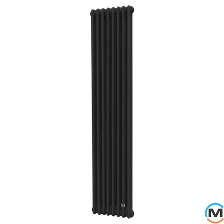 Трубчастий радіатор DeLonghi Multicolumn H=1800 3-8 (секцій) конфігурація D (нижче 1/2") RAL9005MATT нижнє підключення, Підключення радіатора: Нижнє, Виконання: Вертикальний, Колір: Чорний, Діаметр вхід/вихід: 1/2", Висота (мм): 1800, Ширина (мм): 368, Глибина (мм): 107, фото 