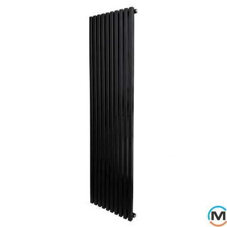 Радіатор ARTTIDESIGN Ancona 10/1800/460/50 чорний матовий вертикальний дизайнерський, Виконання: Вертикальний, Колір: Чорний, Висота (мм): 1800, Глибина (мм): 100, Ширина (мм): 460, Кількість секцій: 10, фото 