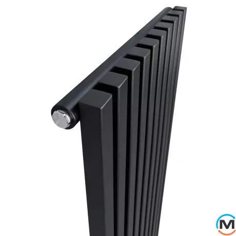 Радіатор ARTTIDESIGN Ancona 10/1800/460/50 чорний матовий вертикальний дизайнерський, Виконання: Вертикальний, Колір: Чорний, Висота (мм): 1800, Глибина (мм): 100, Ширина (мм): 460, Кількість секцій: 10, фото , зображення 3