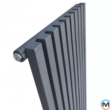 Радіатор ARTTIDESIGN Ancona 10/1800/460/50 сірий вертикальний матовий дизайнерський, Виконання: Вертикальний, Колір: Сірий, Висота (мм): 1800, Глибина (мм): 100, Ширина (мм): 460, Кількість секцій: 10, фото , зображення 3