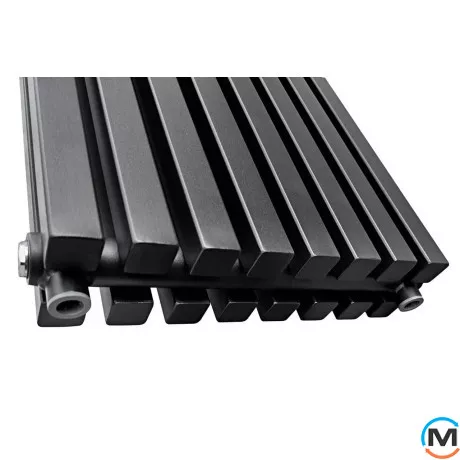 Радіатор ARTTIDESIGN Ancona II 8/1000/368 чорний матовий вертикальний дизайнерський, Виконання: Вертикальний, Колір: Чорний, Висота (мм): 1000, Глибина (мм): 110, Ширина (мм): 368, Кількість секцій: 8, фото , зображення 4