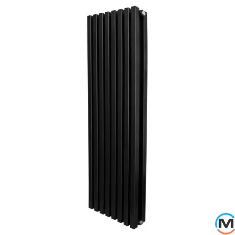 Радіатор ARTTIDESIGN Ancona II 8/1300/368 чорний матовий вертикальний дизайнерський, Виконання: Вертикальний, Колір: Чорний, Висота (мм): 1300, Глибина (мм): 110, Ширина (мм): 368, Кількість секцій: 8, фото 