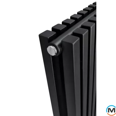Радіатор ARTTIDESIGN Ancona II 8/1300/368 чорний матовий вертикальний дизайнерський, Виконання: Вертикальний, Колір: Чорний, Висота (мм): 1300, Глибина (мм): 110, Ширина (мм): 368, Кількість секцій: 8, фото , зображення 3