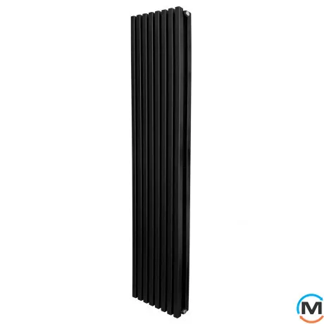 Радіатор ARTTIDESIGN Ancona II 8/1800/368 чорний матовий вертикальний дизайнерський, Виконання: Вертикальний, Колір: Чорний, Висота (мм): 1800, Глибина (мм): 110, Ширина (мм): 368, Кількість секцій: 8, фото 