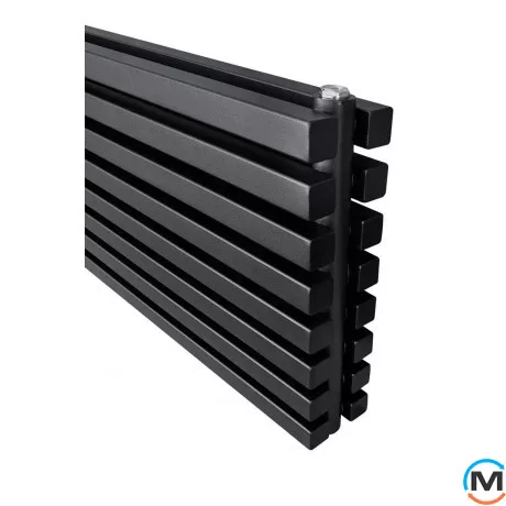 Радіатор ARTTIDESIGN Ancona II G 8/368/1600 чорний матовий горизонтальний дизайнерський, Виконання: Горизонтальний, Колір: Чорний, Висота (мм): 368, Глибина (мм): 130, Ширина (мм): 1600, Кількість секцій: 8, фото , зображення 3