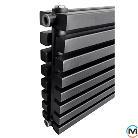 Радіатор ARTTIDESIGN Ancona II G 8/368/1600 чорний матовий горизонтальний дизайнерський, Виконання: Горизонтальний, Колір: Чорний, Висота (мм): 368, Глибина (мм): 130, Ширина (мм): 1600, Кількість секцій: 8, фото , зображення 4