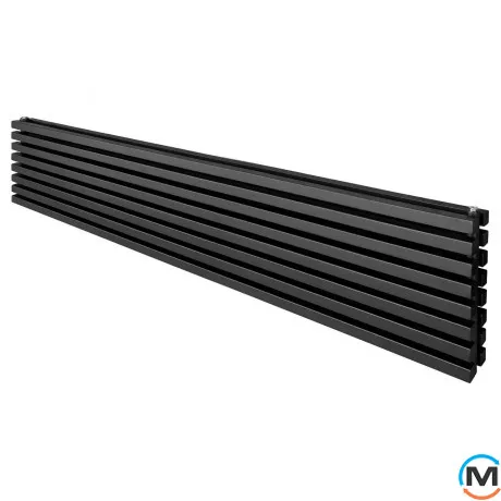 Радіатор ARTTIDESIGN Ancona II G 8/368/1600 чорний матовий горизонтальний дизайнерський, Виконання: Горизонтальний, Колір: Чорний, Висота (мм): 368, Глибина (мм): 130, Ширина (мм): 1600, Кількість секцій: 8, фото 