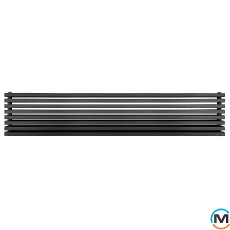 Радіатор ARTTIDESIGN Ancona II G 8/368/1800 чорний матовий горизонтальний дизайнерський, Виконання: Горизонтальний, Колір: Чорний, Висота (мм): 368, Глибина (мм): 130, Ширина (мм): 1800, Кількість секцій: 8, фото , зображення 2
