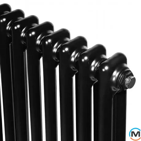 Радіатор ARTTIDESIGN Bari II G 26/500/1190 чорний матовий горизонтальний дизайнерський, Підключення радіатора: Бокове, Виконання: Горизонтальний, Колір: Чорний, Висота (мм): 500, Ширина (мм): 1190, Кількість рядів: 2, фото , зображення 3