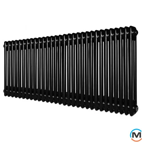 Радіатор ARTTIDESIGN Bari II G 30/500/1370 чорний матовий горизонтальний дизайнерський, Підключення радіатора: Бокове, Виконання: Горизонтальний, Колір: Чорний, Висота (мм): 500, Ширина (мм): 1370, Кількість рядів: 2, фото 