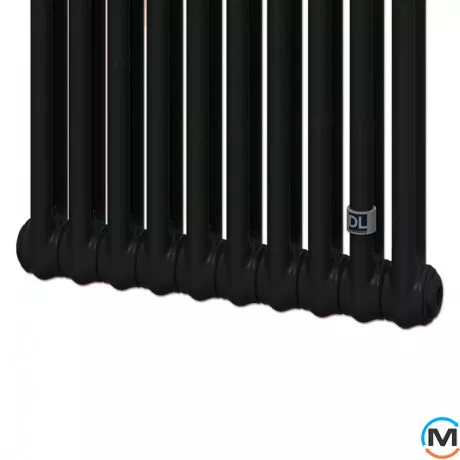 Трубчастий радіатор DeLonghi Multicolumn H=2000 2-8 (секцій) конфігурація D (нижче 1/2") RAL9005MATT нижнє підключення, Підключення радіатора: Нижнє, Виконання: Вертикальний, Колір: Чорний, Діаметр вхід/вихід: 1/2", Висота (мм): 2000, Ширина (мм): 368, Глибина (мм): 66, фото , зображення 2