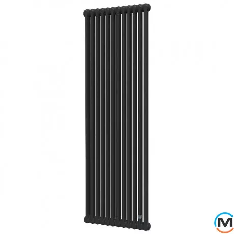 Трубчастий радіатор DeLonghi Multicolumn H=2000 2-12 (секцій) конфігурація D (нижче 1/2") RAL9005MATT нижнє підключення, Підключення радіатора: Нижнє, Виконання: Вертикальний, Колір: Чорний, Діаметр вхід/вихід: 1/2", Висота (мм): 2000, Ширина (мм): 552, Глибина (мм): 66, фото 