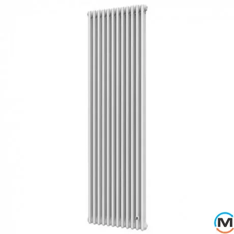 Трубчастий радіатор DeLonghi Multicolumn H=2000 3-12 (секцій) конфігурація 0 (бічне 1/2") RAL9016, Підключення радіатора: Бокове, Виконання: Вертикальний, Колір: Білий, Діаметр вхід/вихід: 1/2", Висота (мм): 2000, Ширина (мм): 552, Глибина (мм): 107, фото 