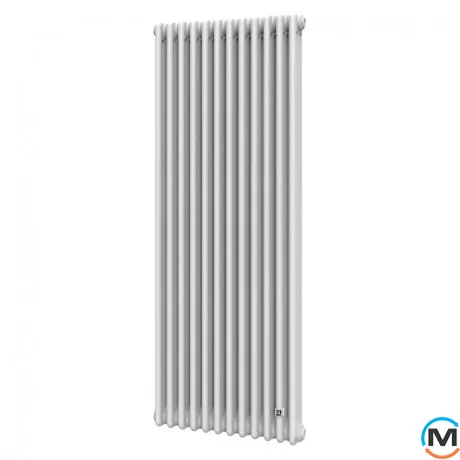 Трубчастий радіатор DeLonghi Multicolumn H=2000 3-12 (секцій) конфігурація D (нижче 1/2") RAL9016 нижнє підключення, Підключення радіатора: Нижнє, Виконання: Вертикальний, Колір: Білий, Діаметр вхід/вихід: 1/2", Висота (мм): 2000, Ширина (мм): 552, Глибина (мм): 107, фото 