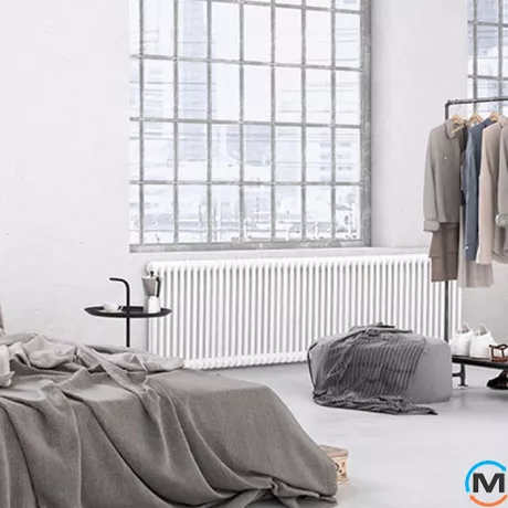 Трубчастий радіатор DeLonghi Multicolumn H=570 3-26 (секцій) конфігурація 0 збоку 1/2") RAL9016, Підключення радіатора: Бокове, Виконання: Горизонтальний, Колір: Білий, Діаметр вхід/вихід: 1/2", Висота (мм): 570, Ширина (мм): 1196, Глибина (мм): 107, фото 