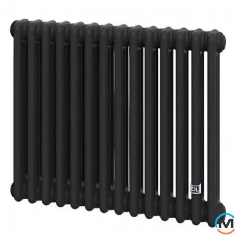 Трубчастий радіатор DeLonghi Multicolumn H=570 3-14 (секцій) конфігурація 0 (бічне 1/2") RAL9005МATT, Підключення радіатора: Бокове, Виконання: Горизонтальний, Колір: Чорний, Діаметр вхід/вихід: 1/2", Висота (мм): 570, Ширина (мм): 644, Глибина (мм): 107, фото 