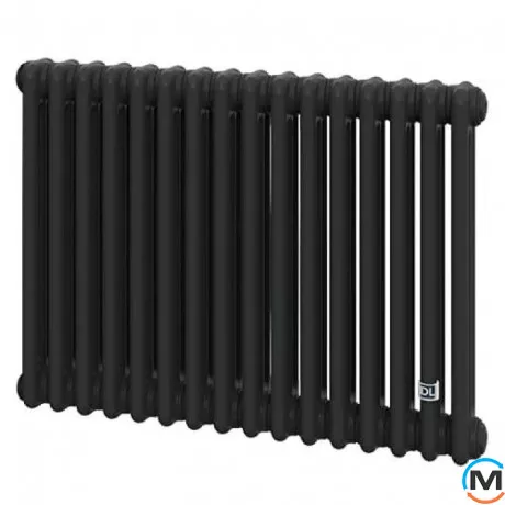 Трубчастий радіатор DeLonghi Multicolumn H=570 3-16 (секцій) конфігурація 0 (бічне 1/2") RAL9005МATT, Підключення радіатора: Бокове, Виконання: Горизонтальний, Колір: Чорний, Діаметр вхід/вихід: 1/2", Висота (мм): 570, Ширина (мм): 736, Глибина (мм): 107, фото 