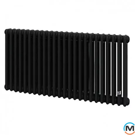 Трубчастий радіатор DeLonghi Multicolumn H=570 3-24 (секцій) конфігурація 0 (бічне 1/2") RAL9005МATT, Підключення радіатора: Бокове, Виконання: Горизонтальний, Колір: Чорний, Діаметр вхід/вихід: 1/2", Висота (мм): 570, Ширина (мм): 1104, Глибина (мм): 107, фото 