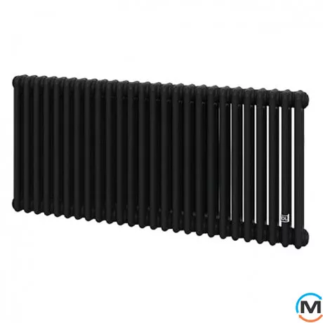 Трубчастий радіатор DeLonghi Multicolumn H=570 3-26 (секцій) конфігурація 0 (бічне 1/2") RAL9005МATT, Підключення радіатора: Бокове, Виконання: Горизонтальний, Колір: Чорний, Діаметр вхід/вихід: 1/2", Висота (мм): 570, Ширина (мм): 1196, Глибина (мм): 107, фото 
