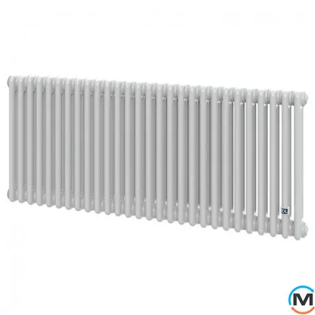 Трубчастий радіатор DeLonghi Multicolumn H=570 3-28 (секцій) конфігурація 0 (бічне 1/2") RAL9016, Підключення радіатора: Бокове, Виконання: Горизонтальний, Колір: Білий, Діаметр вхід/вихід: 1/2", Висота (мм): 570, Ширина (мм): 1288, Глибина (мм): 107, фото 