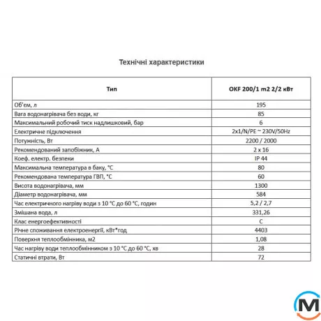 Комбінований бойлер Drazice OKF 200/1m 2/2kw, фото , зображення 3